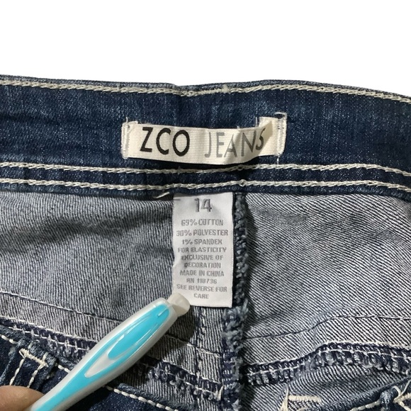 ZCO Jeans Angel Wings Embellished Rhinestones Boot Cuff Mid-Rise - Picture 7 of 12